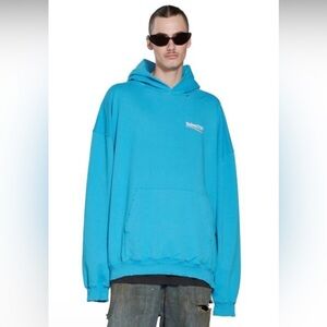 Balenciaga Men's political campaign Sky Blue hoodie SOLD AS IS XL worn out look